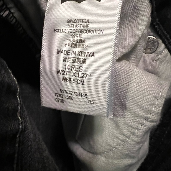 levis 511 slim fit jeans black boys 14 reg regular W27 L 27  5 pockets Straight - Picture 9 of 13